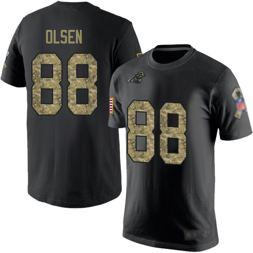 Carolina Panthers Men Black Camo Greg Olsen Salute to Service NFL Football #88 T Shirt->carolina panthers->NFL Jersey